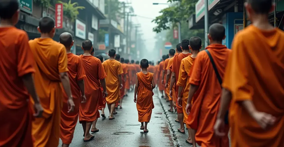 Niño de 11 atropella monjes en Tailandia: 8 muertos